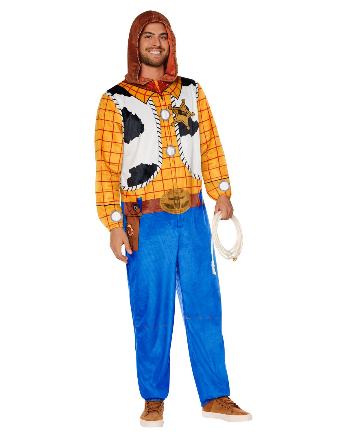 Adult Woody Hooded Plush Jumpsuit Costume - Toy Story