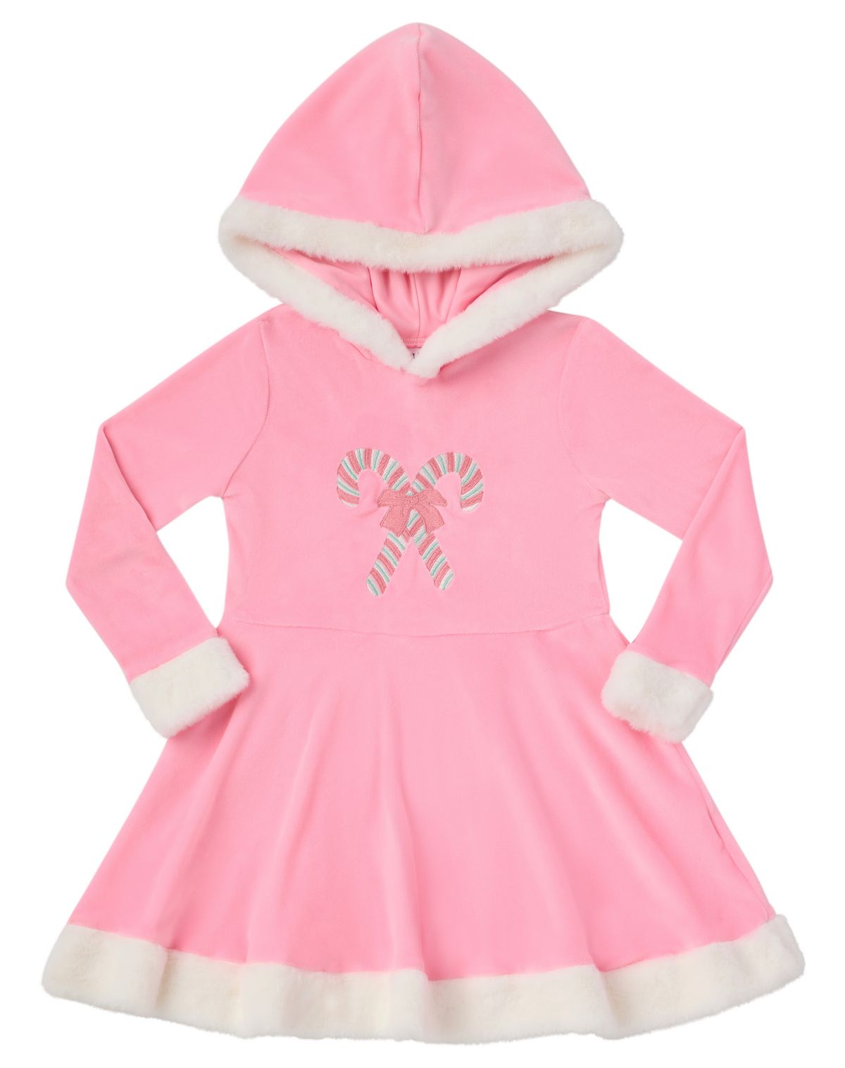 Toddlers Pink Candy Cane Hooded Dress Costume