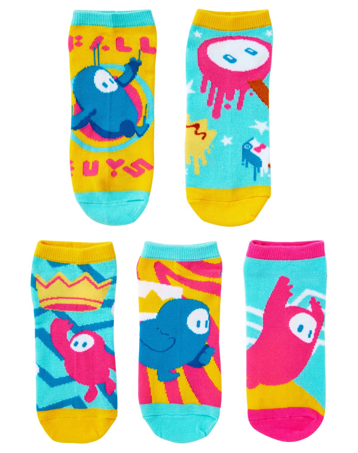 Fall Guys No Show Socks - 5 Pack