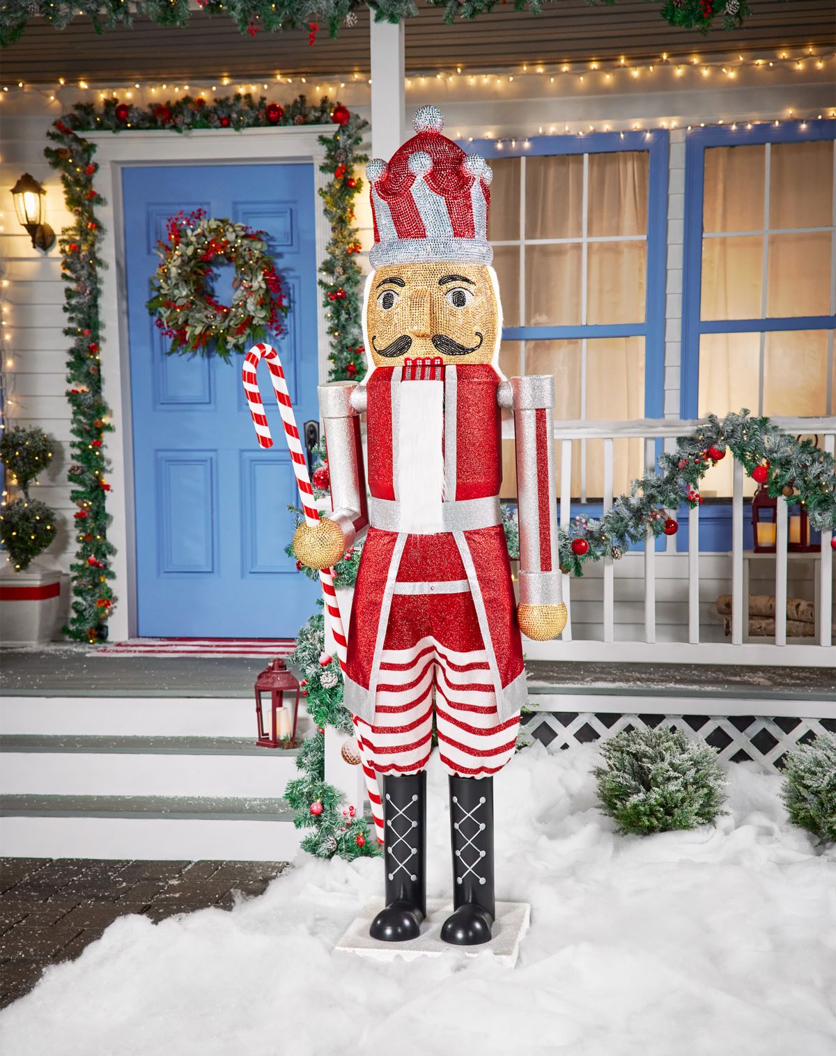 7 Ft Candy Cane Bling Bluetooth Compatible Nutcracker Animatronic