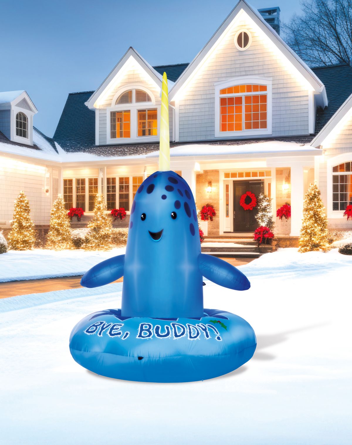 8 Ft 2 In Light-Up Narwhal Inflatable Decoration